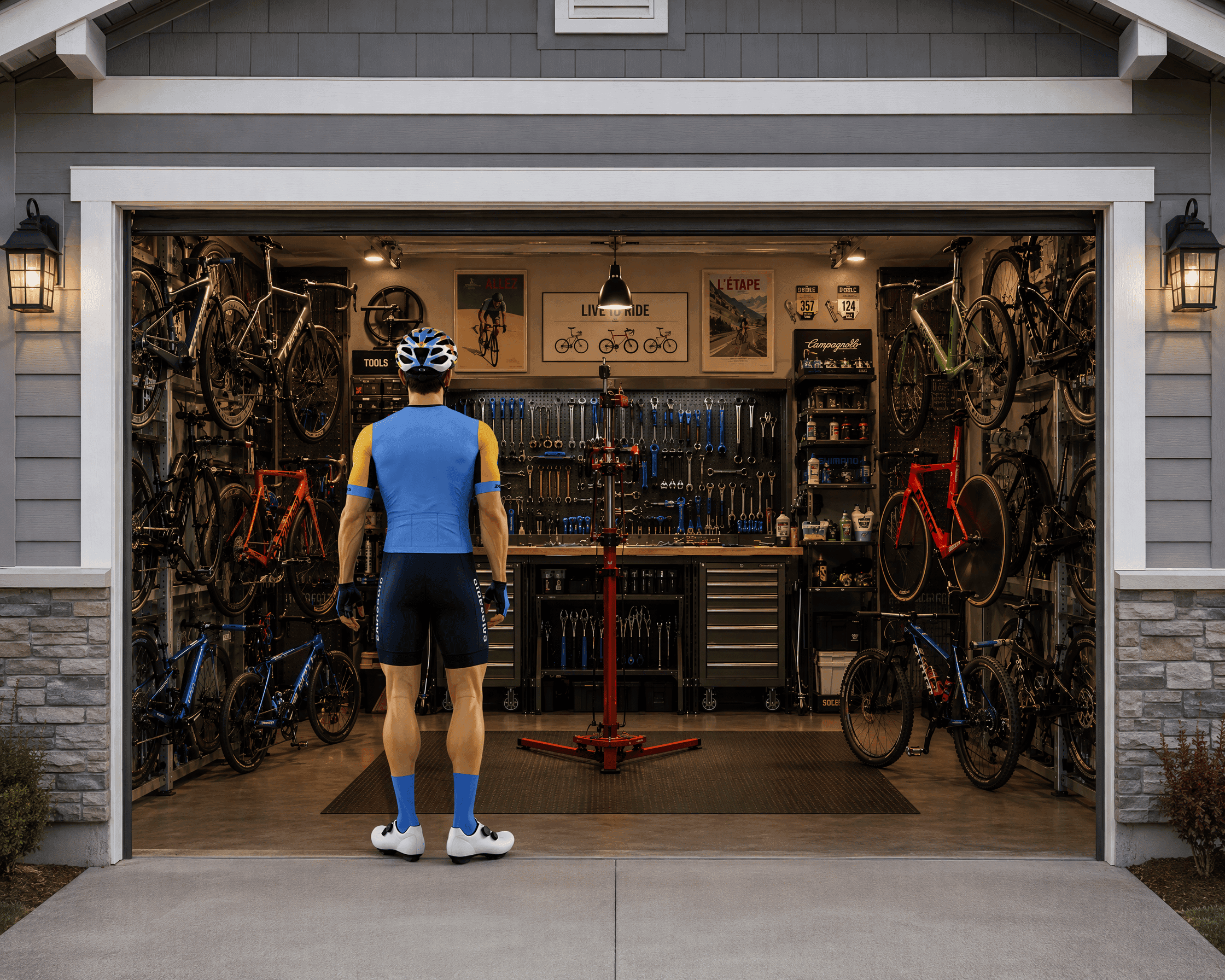 Cyclists relaxing together after a ride